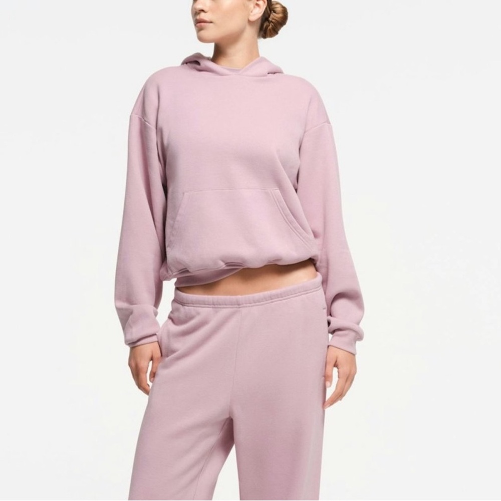 SKIMS Cotton Blend Fleece Hoodie in Dusk
